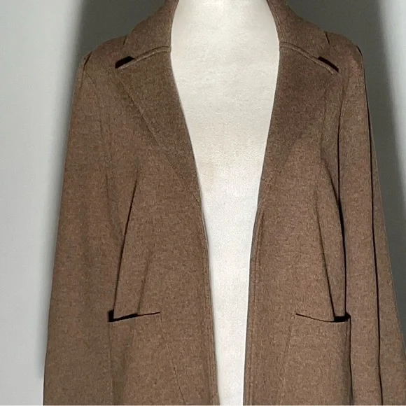 Quince Organic Cottin Knit Blazer Cardigan XS Brown Minimalist Capsule Wardrobe - Picture 13 of 16